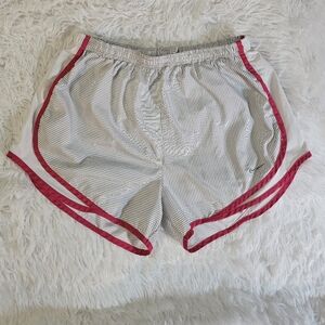 Nike Dri Fit Tempo Women's Striped Athletic Running Shorts with Pink Accents Med